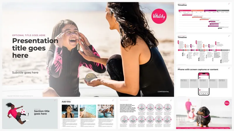 Presentation template with lifestyle photography and pink accents