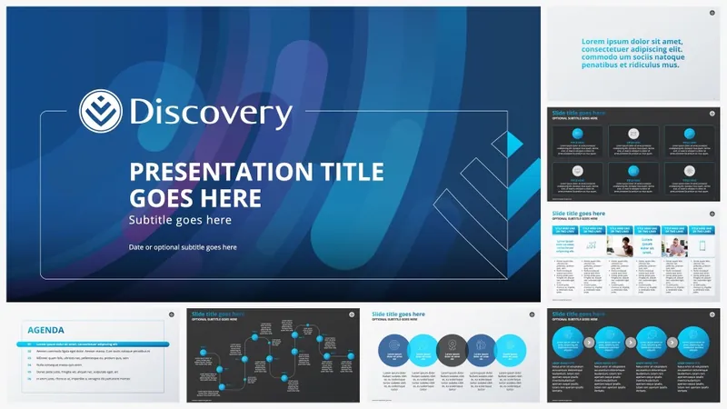 Discovery presentation template with blue title and content layouts