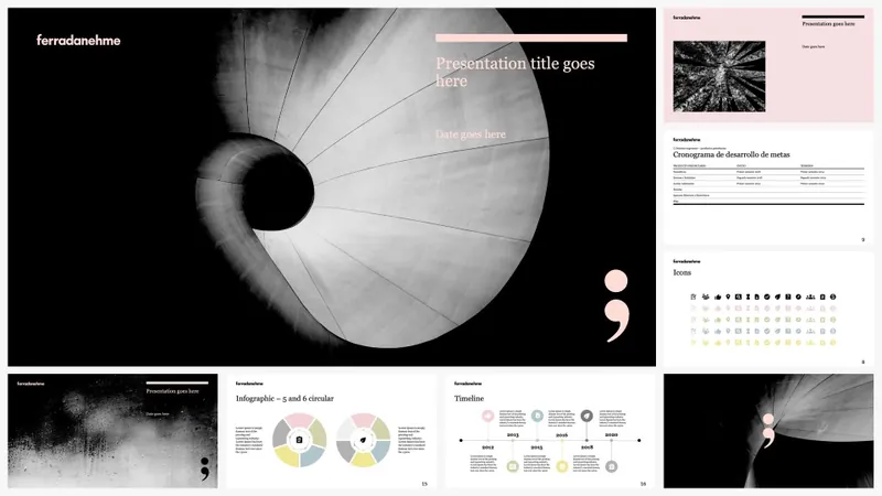 Minimal dark presentation template with photographic textures