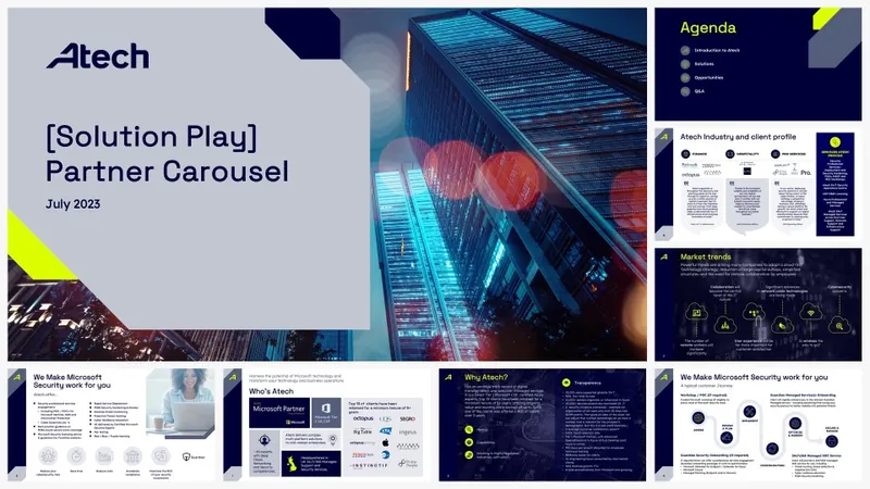 Atech partner presentation with dark technology imagery