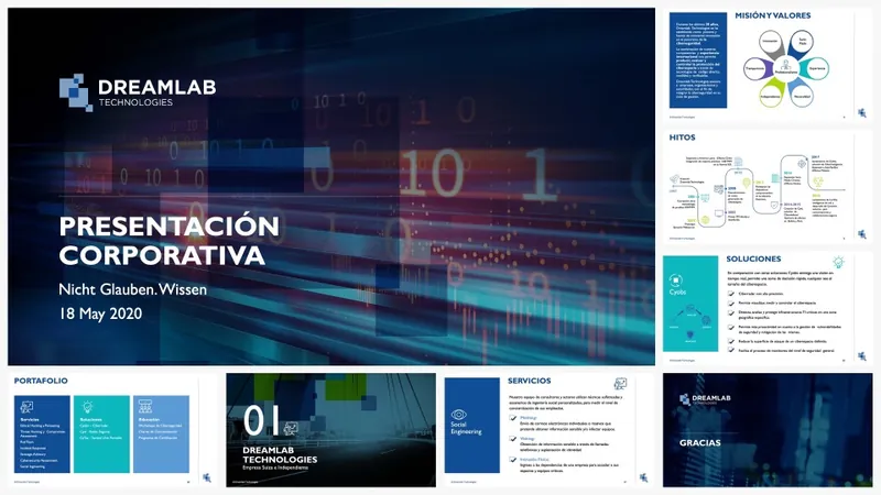Dreamlab corporate presentation with blue data visualisation